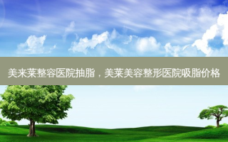 美来莱整容医院抽脂，美莱美容整形医院吸脂价格